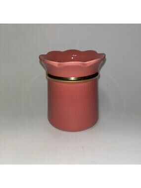Floral Pink Gold Debi Lilly Ruffled Small Scalloped Mason Jar Vase 4" x 5"